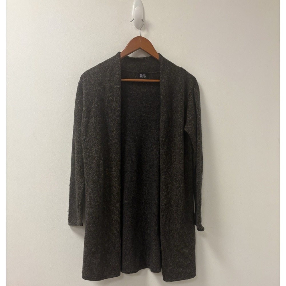 Eileen Fisher Cardigan Women's Sz Small Wool Open Front Brown